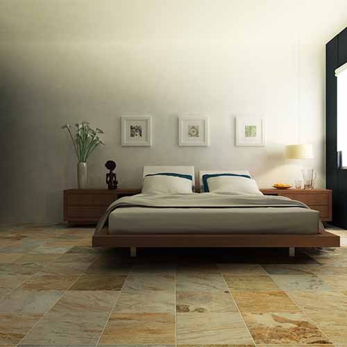Modern Slate 16 by 16 Winter Color on Bedroom Floor
